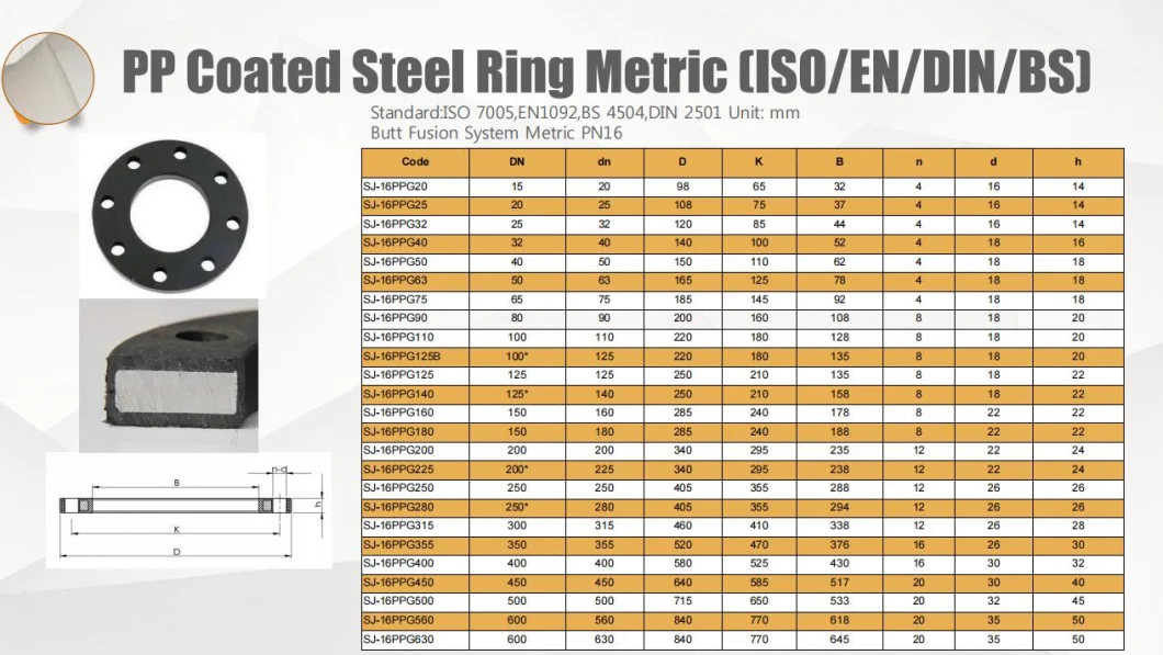 PP Coated Steel Backing Ring / Flange